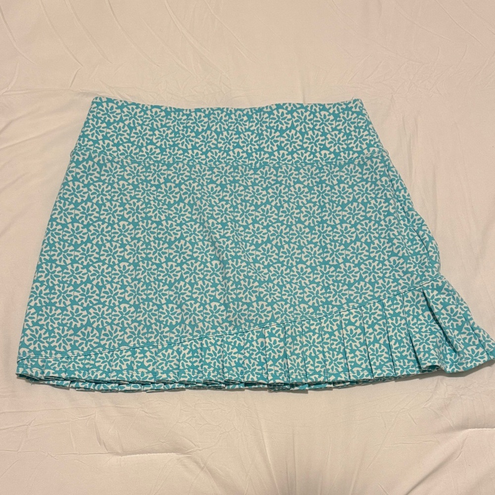 Aqua Patterned Golf & Tennis Mini Skirt